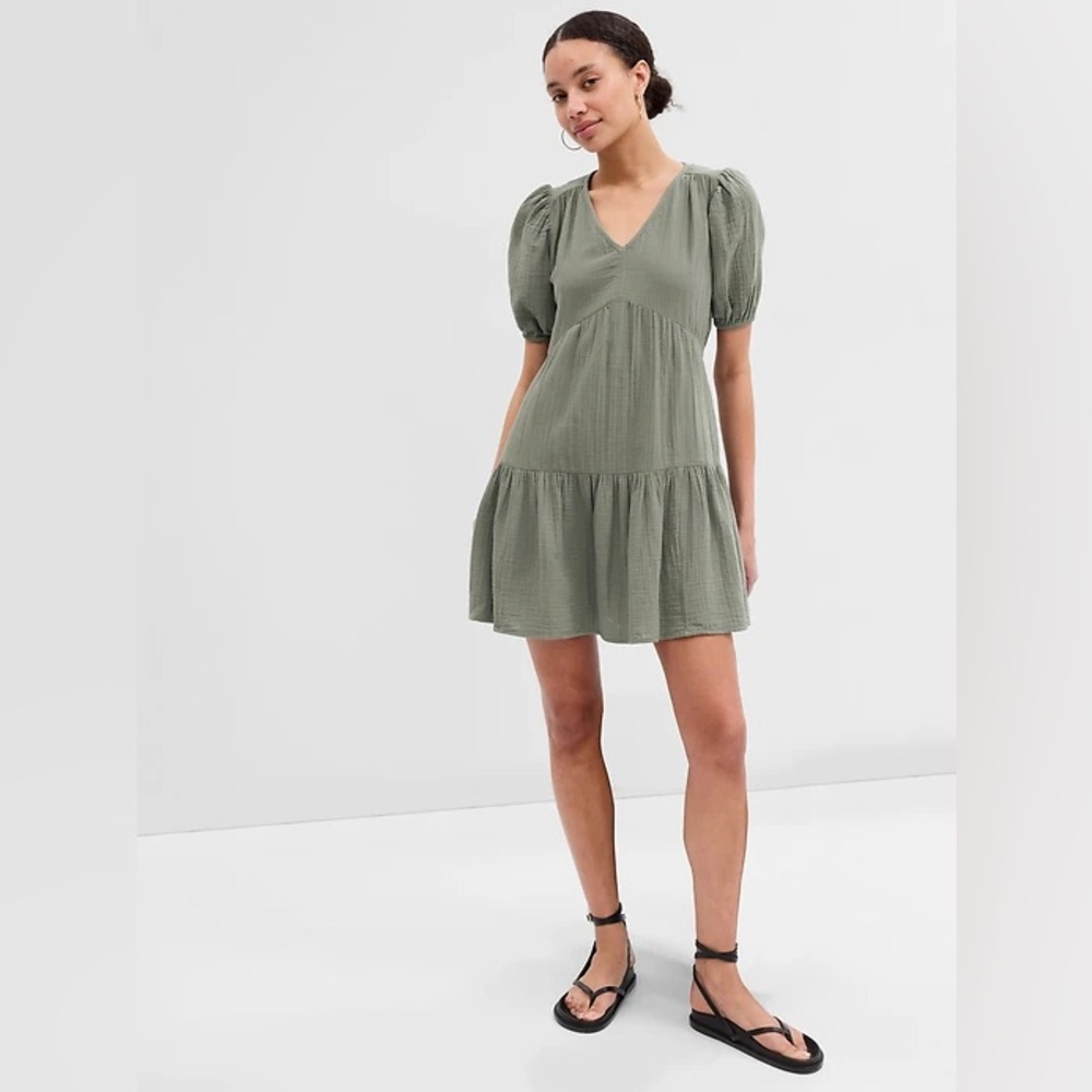Gap Factory Gauze Puff Sleeve Mini‎ Dress XS